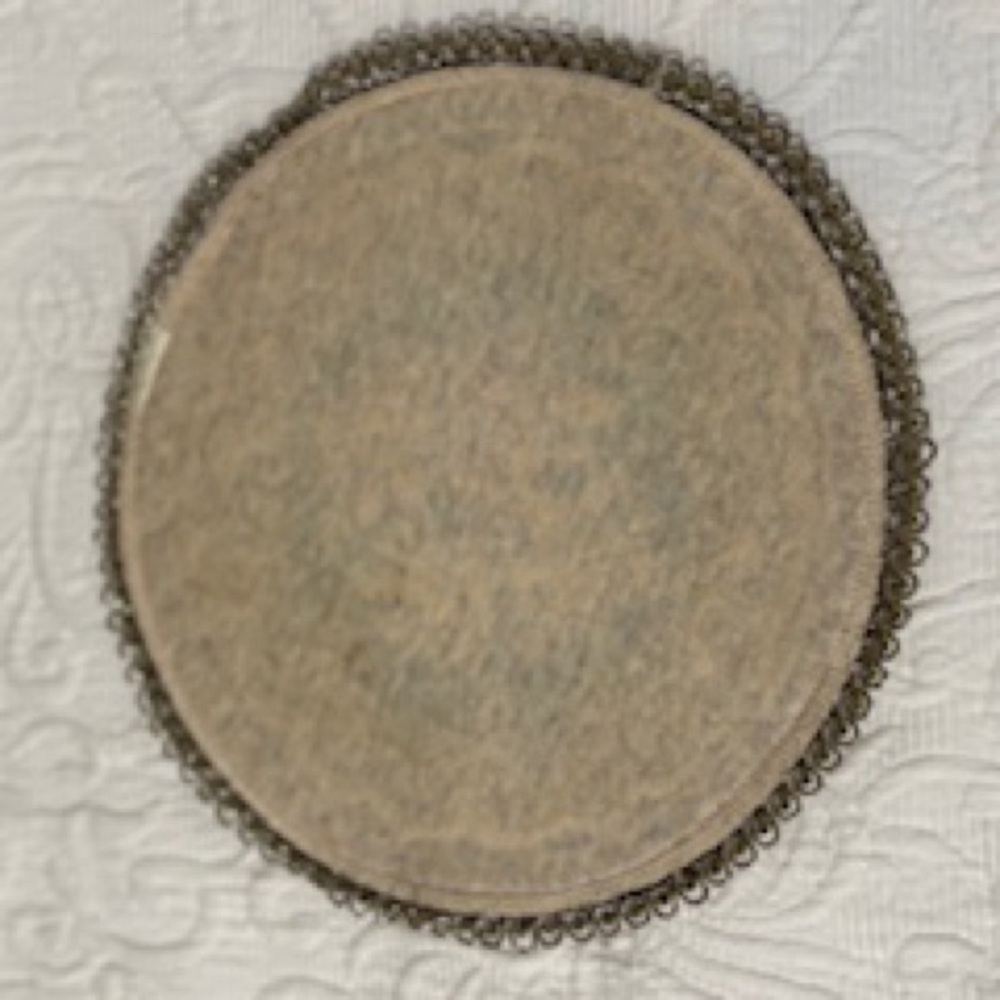 2-Antique Victorian Metallic Doilies ~ Gold Tone Netting Trim Floral Tapestry - Picture 7 of 8
